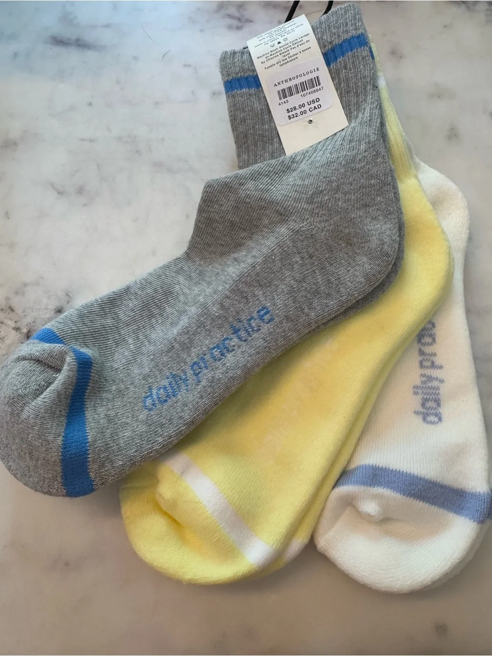 NWT Daily Practice by Anthropologie Set of 3 Striped Crew Socks 🧦